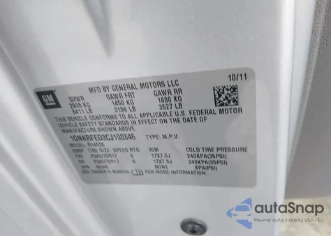 2012 Chevrolet Traverse Ls from USA, damaged, VIN 1GNKRFED3CJ190346